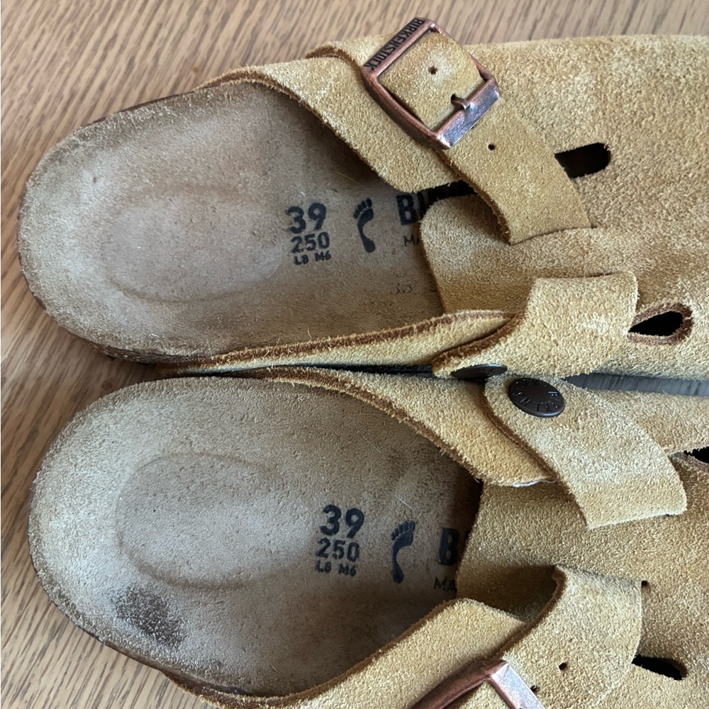 Birkenstock Boston Tan Suede Mules - Picture 3 of 4